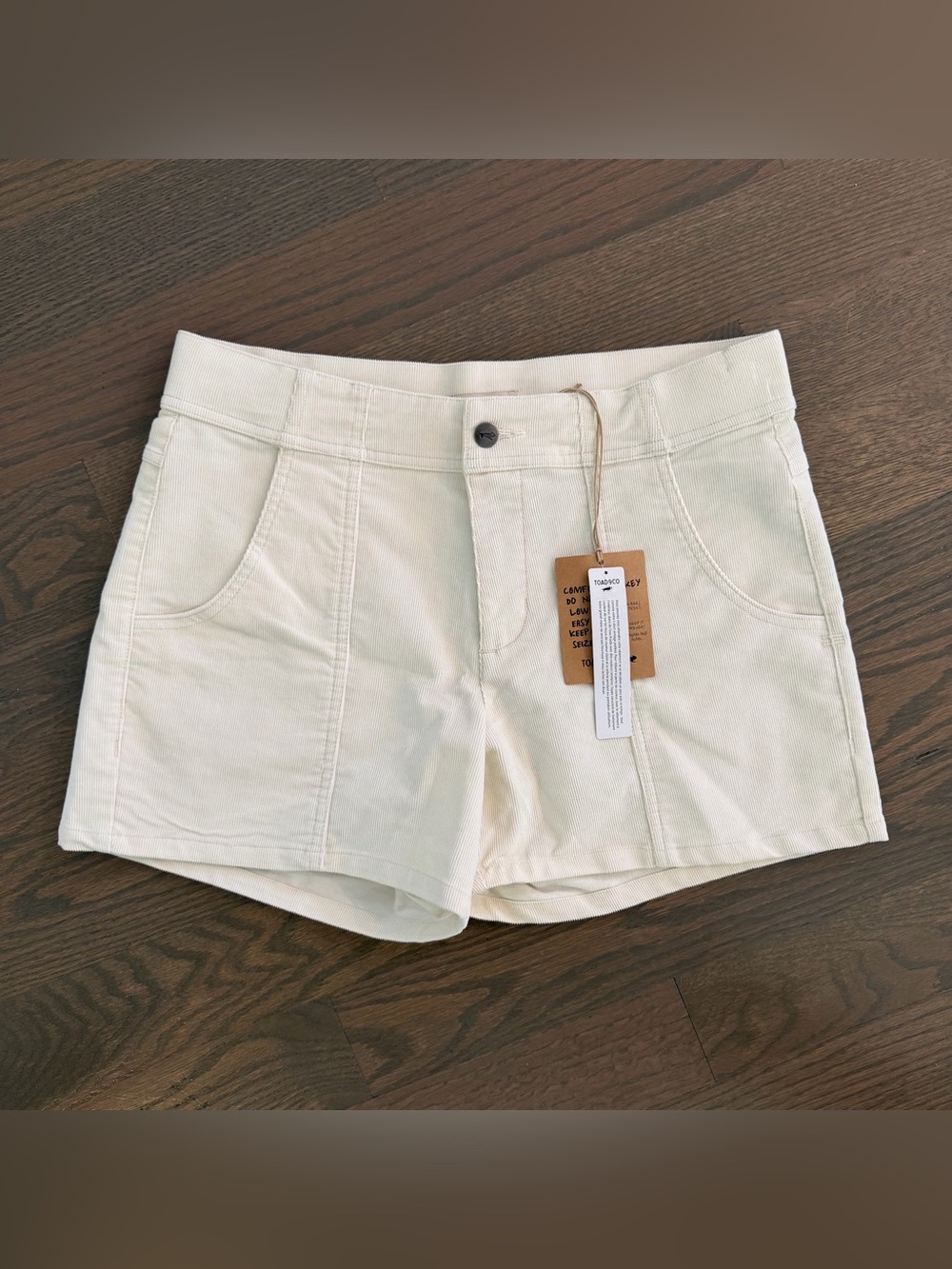 NWT Toad&Co Coaster Cord Shorts Egret Ivory Organic Cotton Stretch Size 10